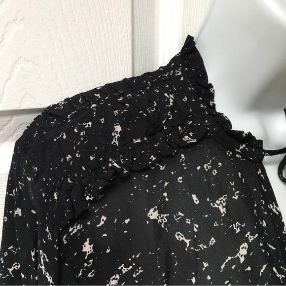 SECOND Female Black White Semi-sheer Blouse - Picture 4 of 10